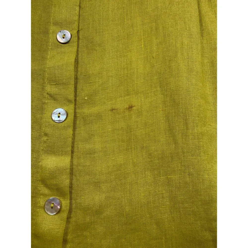 Terzo Millennio Italian Linen Top Green Yellow Tunic Size Large - Picture 9 of 9